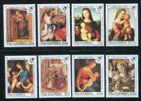 Paintings (Christmas Themed) Mint Set of 8 Gambia, 1990